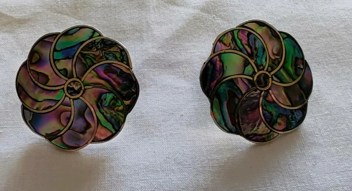 Vintage cloisonne clip on earrings - Image 2