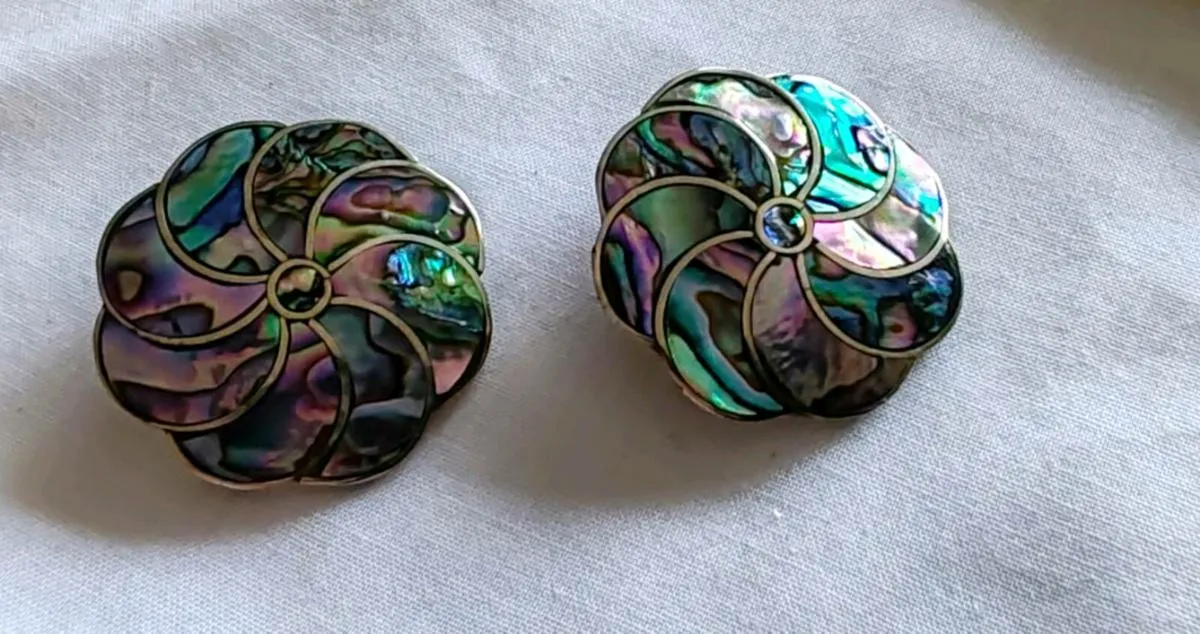 Vintage cloisonne clip on earrings - Image 1