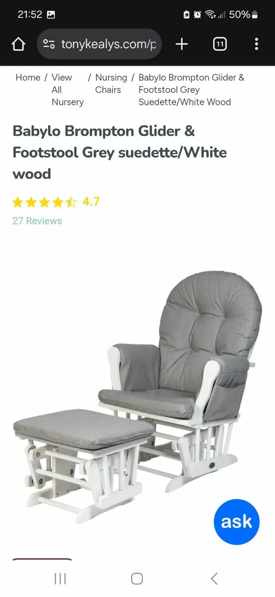 Nursing Rocking Chair Stool & Sleigh Cot - Image 4