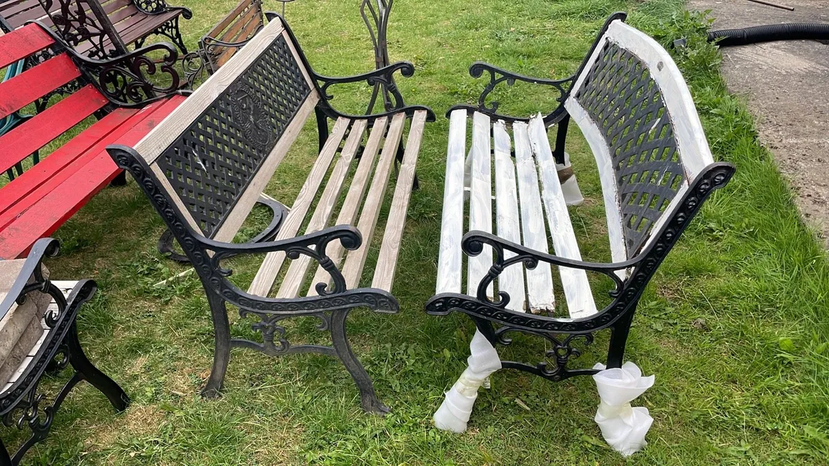 3 x Cast iron benches - Image 1