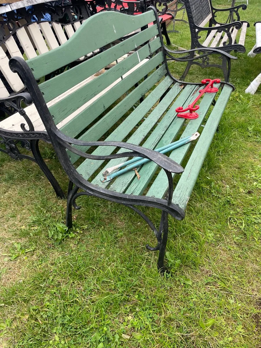 3 x Cast iron benches - Image 2