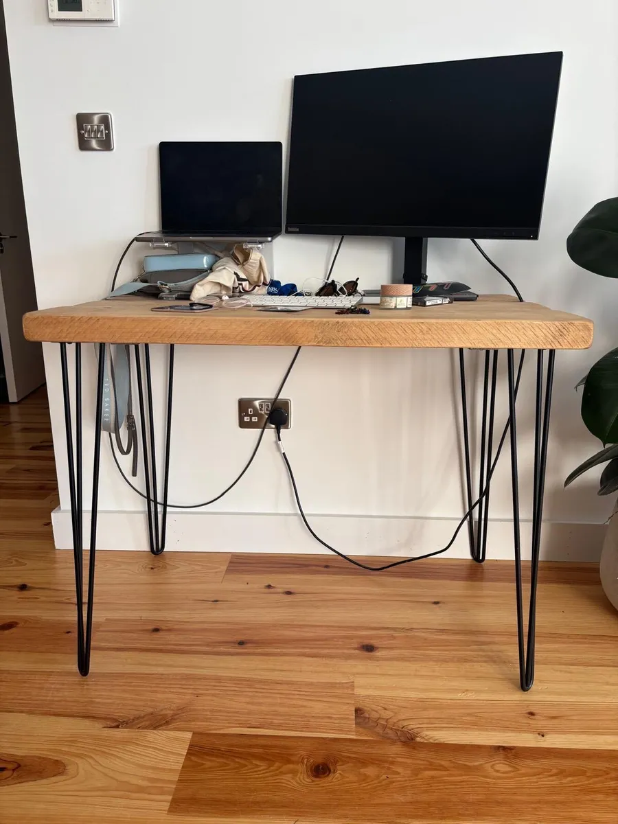 Solid Oak Wood Home Office Desk - Image 3