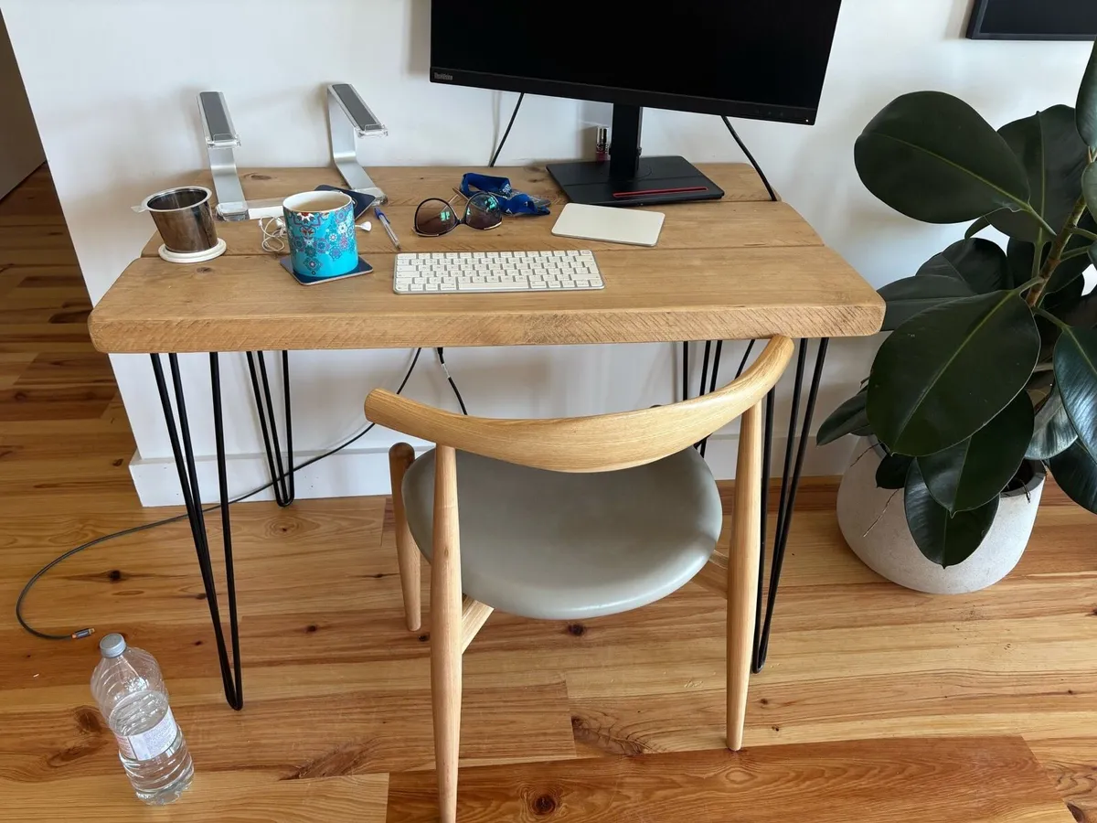Solid Oak Wood Home Office Desk - Image 2