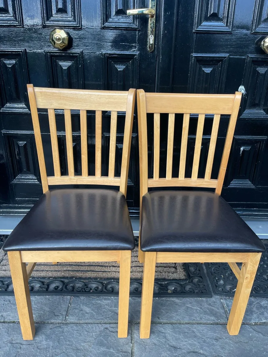 2 x Good Quality Leather Kitchen Dining Chairs - Image 1