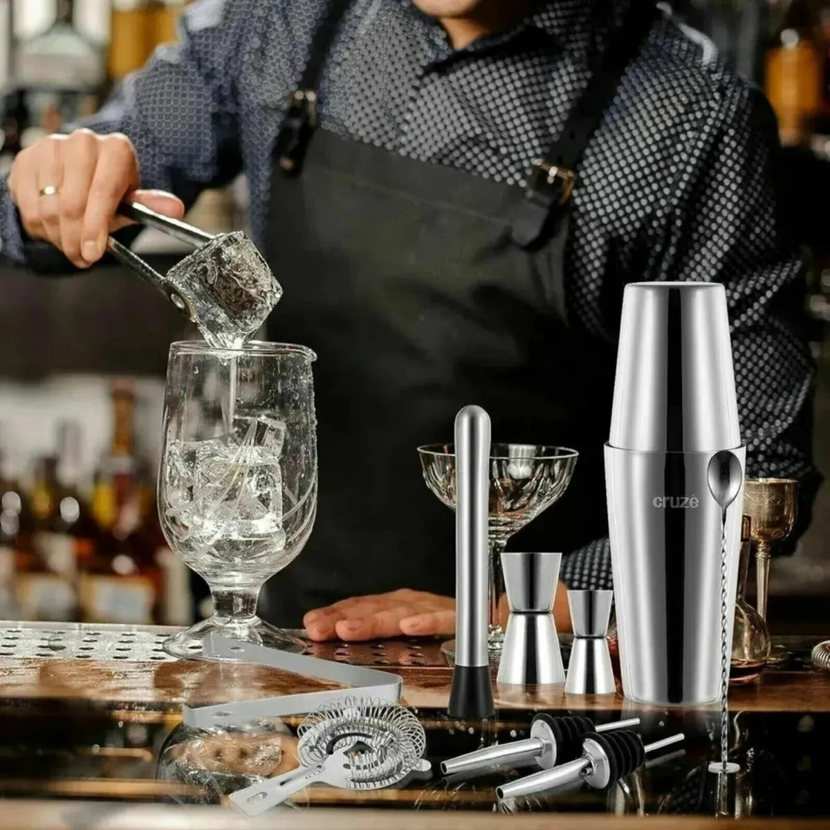 Cocktail Shaker Bar Mixer 9 Set For Homes & Bar - Image 1