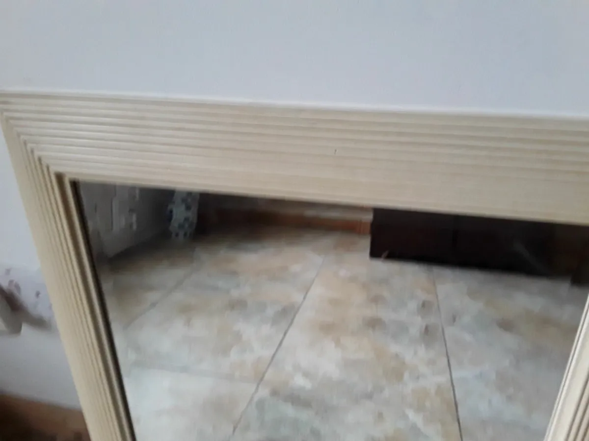 Very heavy large mirror cream colour rivet frame - Image 2