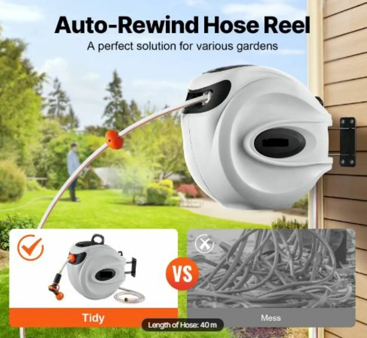 Retractable Garden Hose Reel 1/2 Inch x 131.23 ft - Image 4