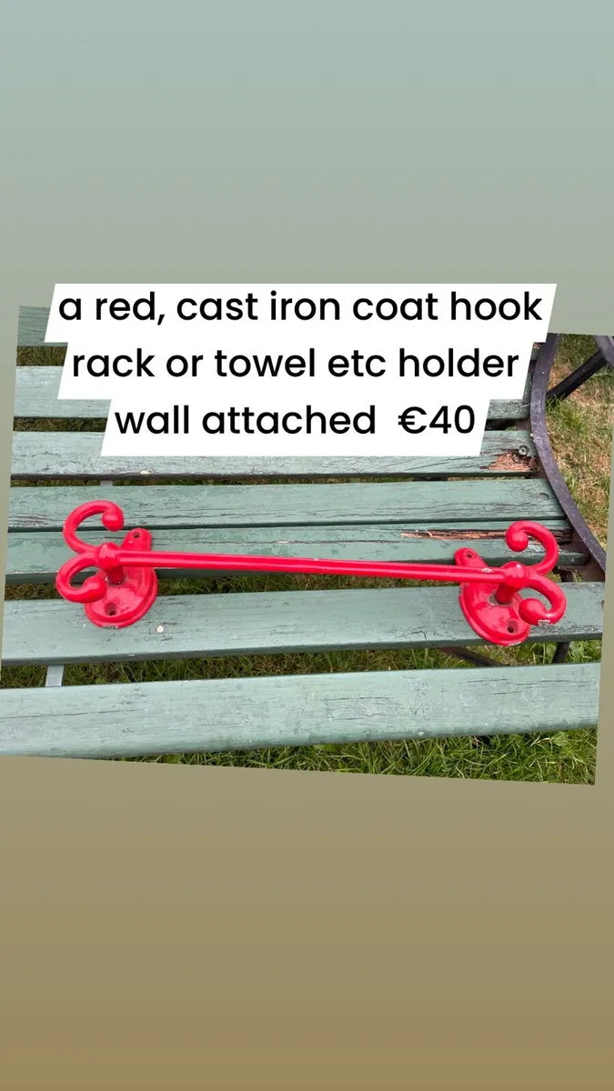 Cast iron wall attachment towel rack etc - Image 1