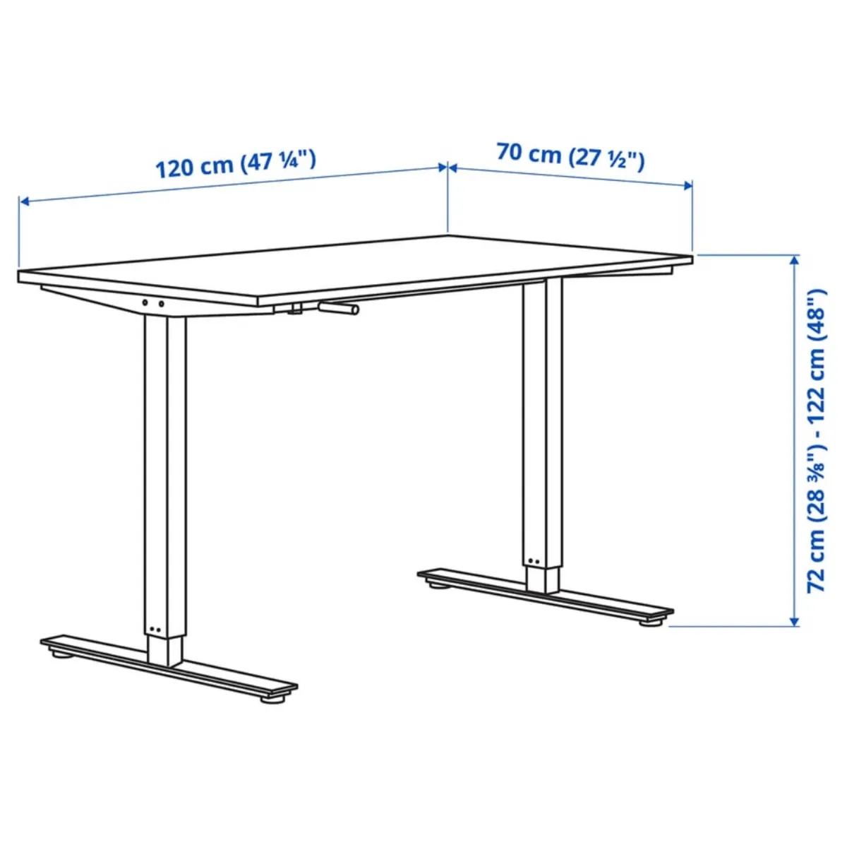 IKEA Trotten Adjustable Desk 120cm x 70cm - Image 2
