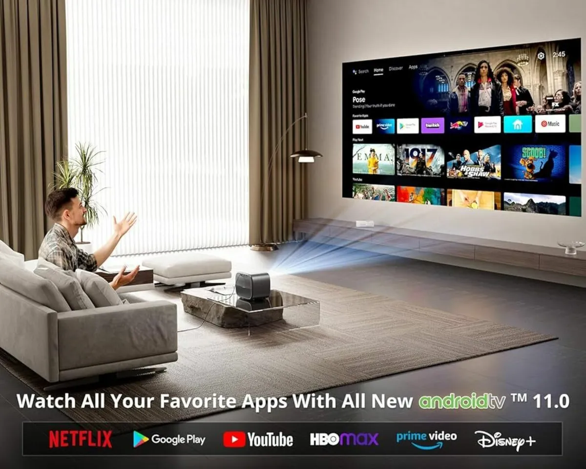 Projector with Android TV, 600 ANSI, Native 1080P - Image 2