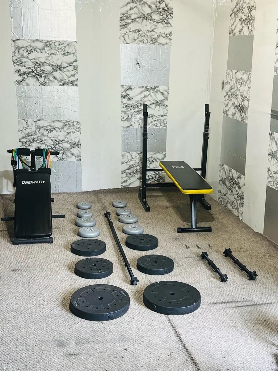 2 Bench’s 55 KG weights barbell dumbbells, - Image 1