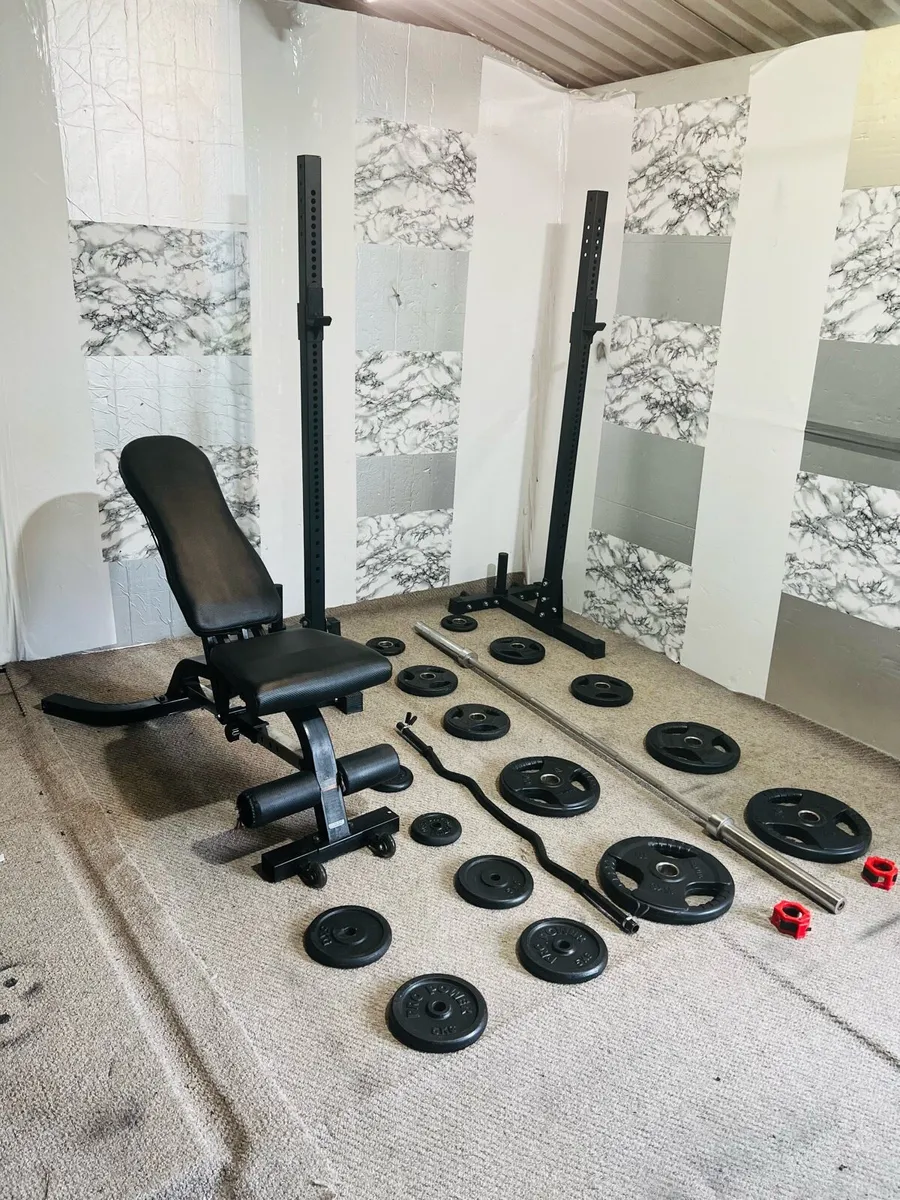 OLYMPIC WEIGHTS BARBELL RACK BENCH ETC - Image 1