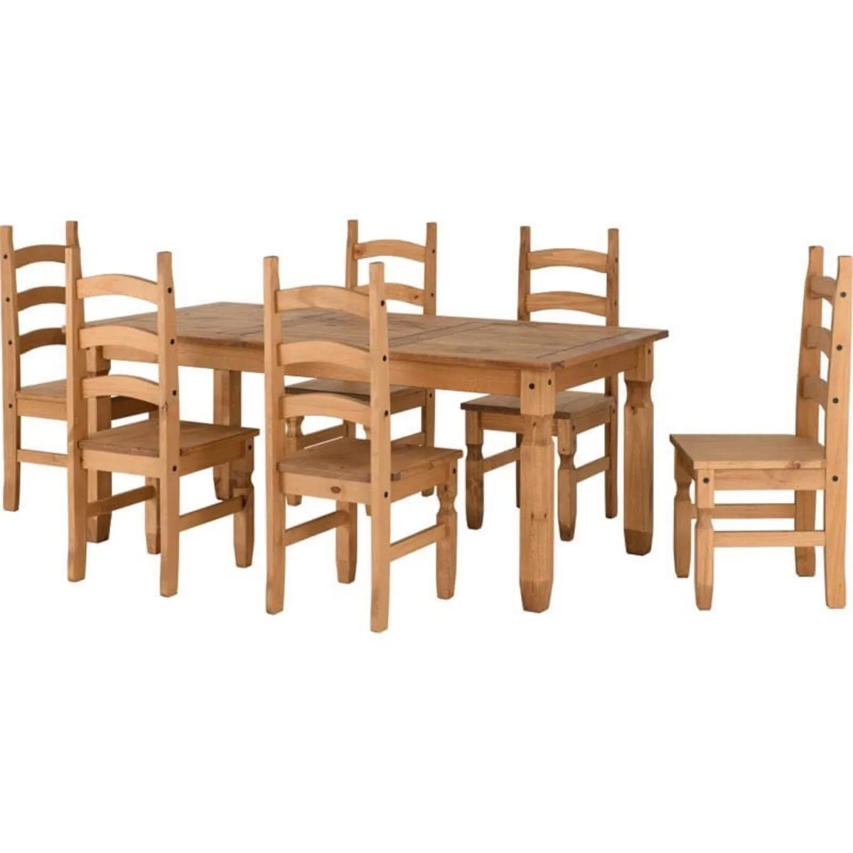 Mexican pine table and 6 chairs set - Image 2