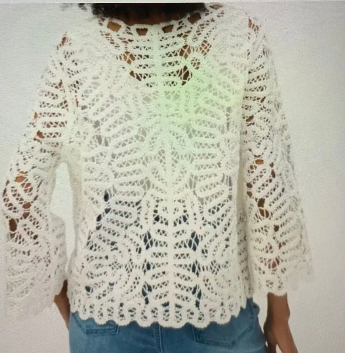 Joseph Ribkoff white/vanilla crochet coverall /jacket - Image 4