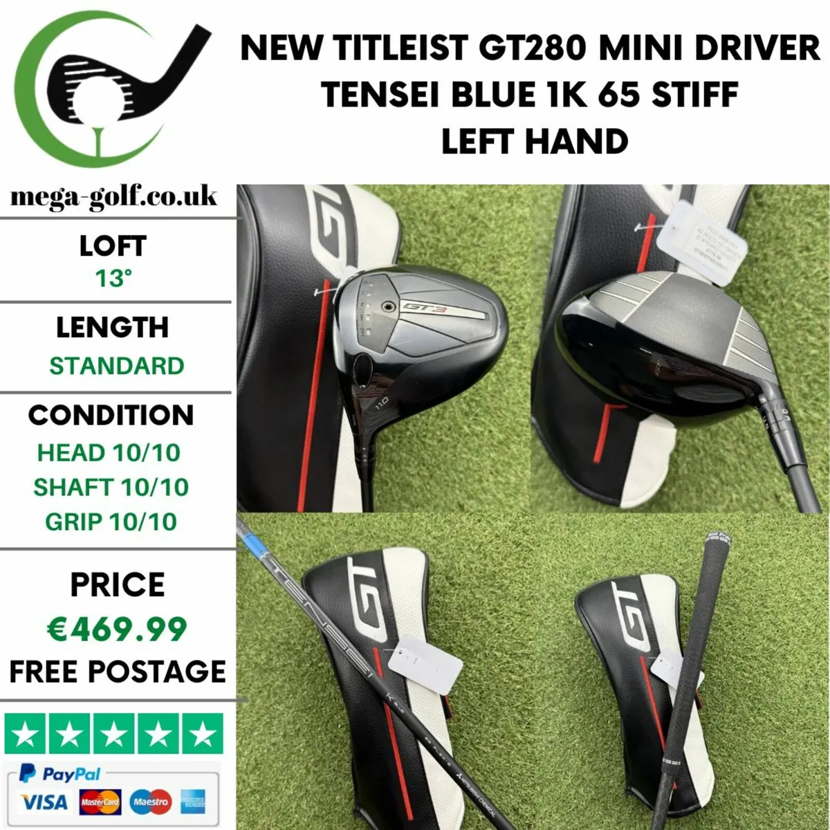 NEW TITLEIST GT280 MINI DRIVER / 13° / STIFF - Image 1