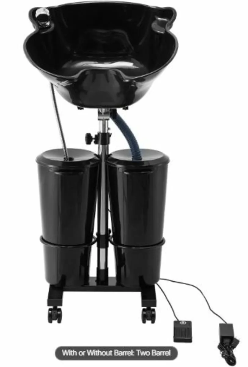 Portable Shampoo Bowl with Drain Hose 2 Buckets - Image 1