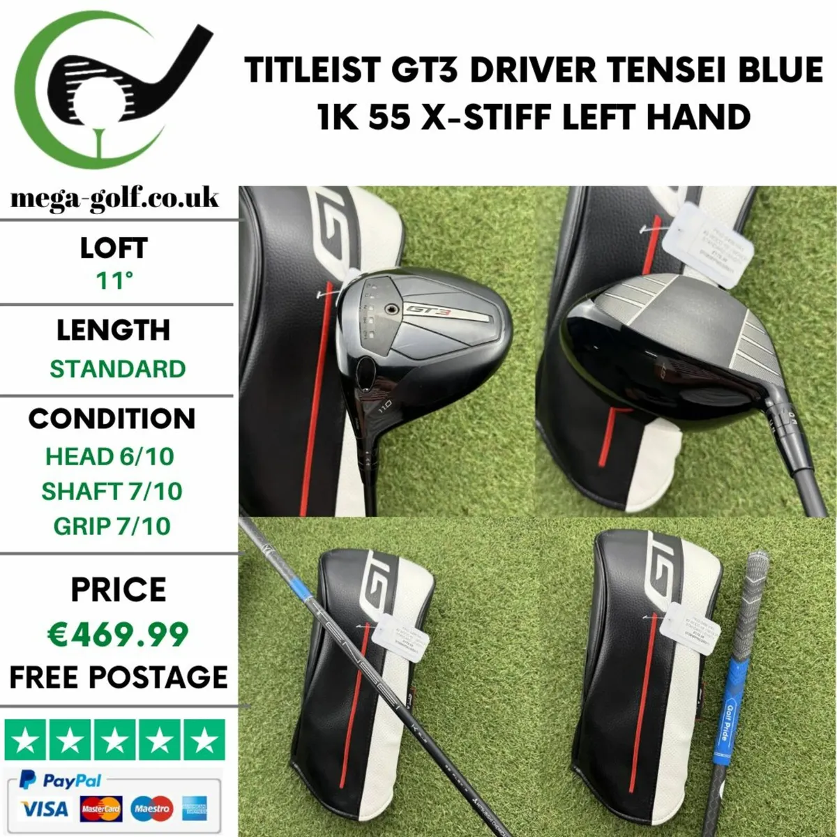 TITLEIST GT3 DRIVER / 11° / X-STIFF / LEFT HAND - Image 1