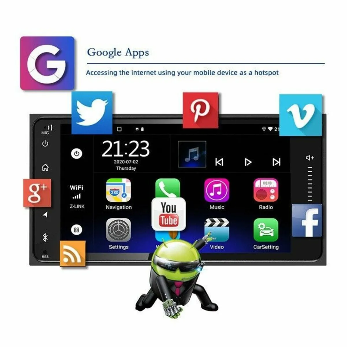 7" Stereo Radio Android Carplay GPS Touch Screen - Image 1