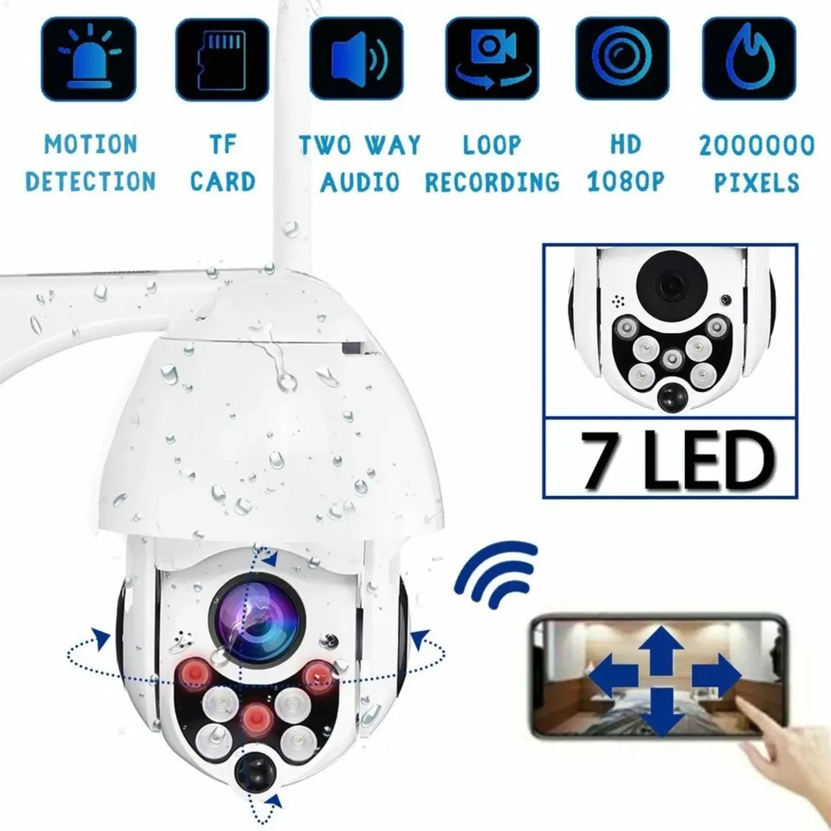 Outdoor 2MP WiFi PTZ Camera with Audio & Night Vis - Image 4