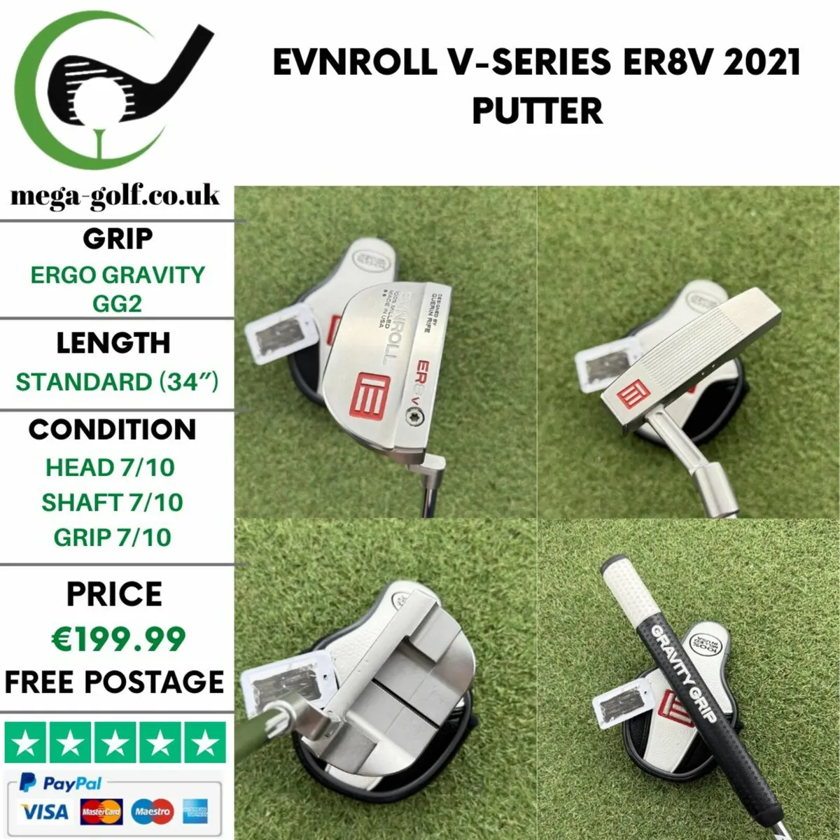 EVNROLL V-SERIES ER8V 2021 PUTTER / 34″ - Image 1