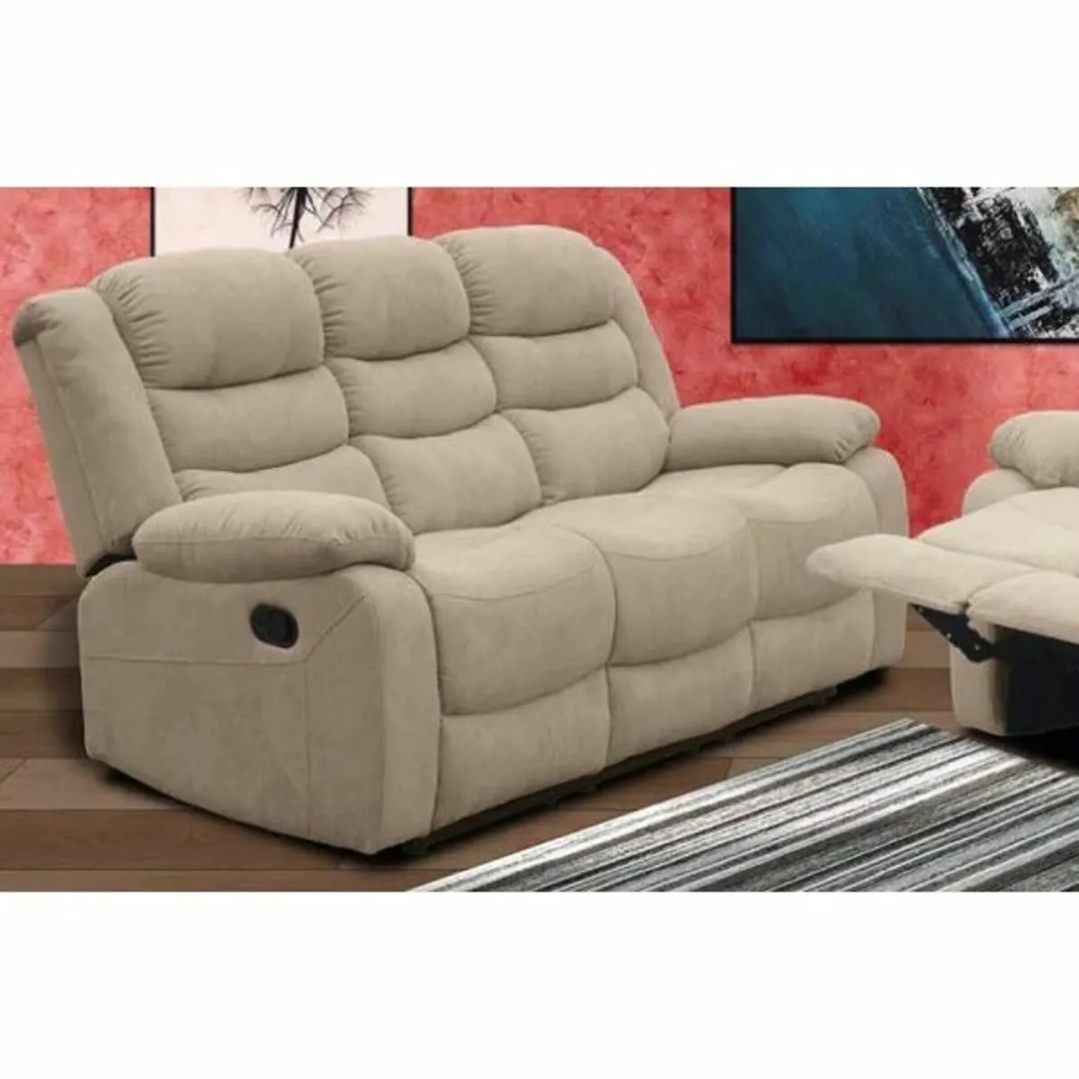 3 Seater Fabric Recliner Sofa – Brown - Image 1