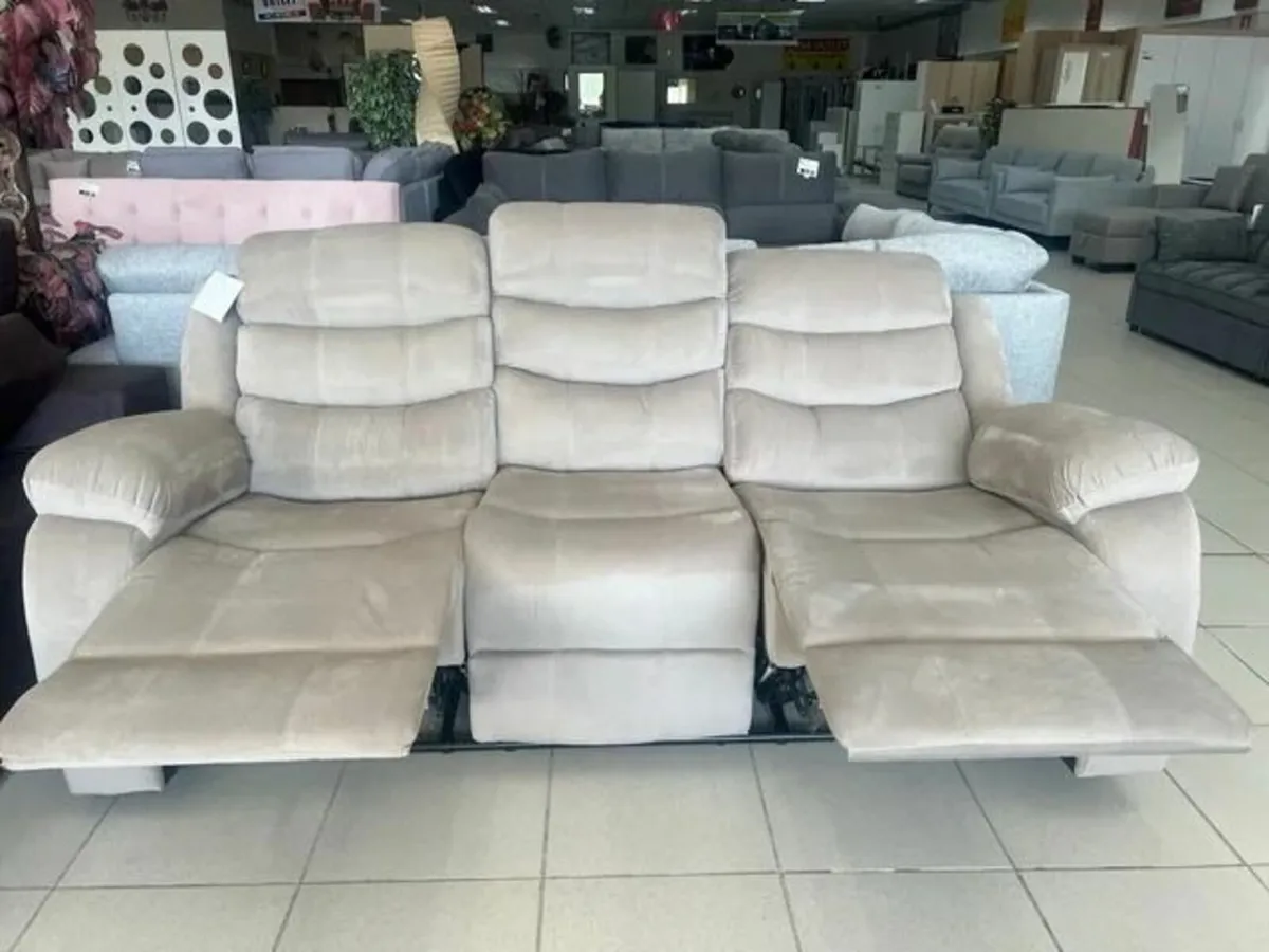 3 Seater Fabric Recliner Sofa – Brown - Image 1