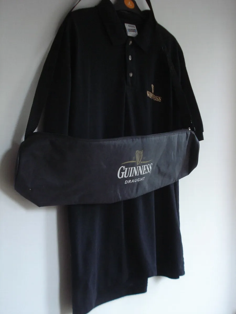 GUINNESS  LARGE BLACK POLO T-SHIRT & CAN COOL BAG. - Image 2