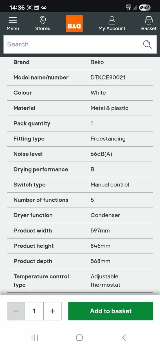 Beko DTKCE80021 8kg Freestanding Condenser Tumble - Image 2