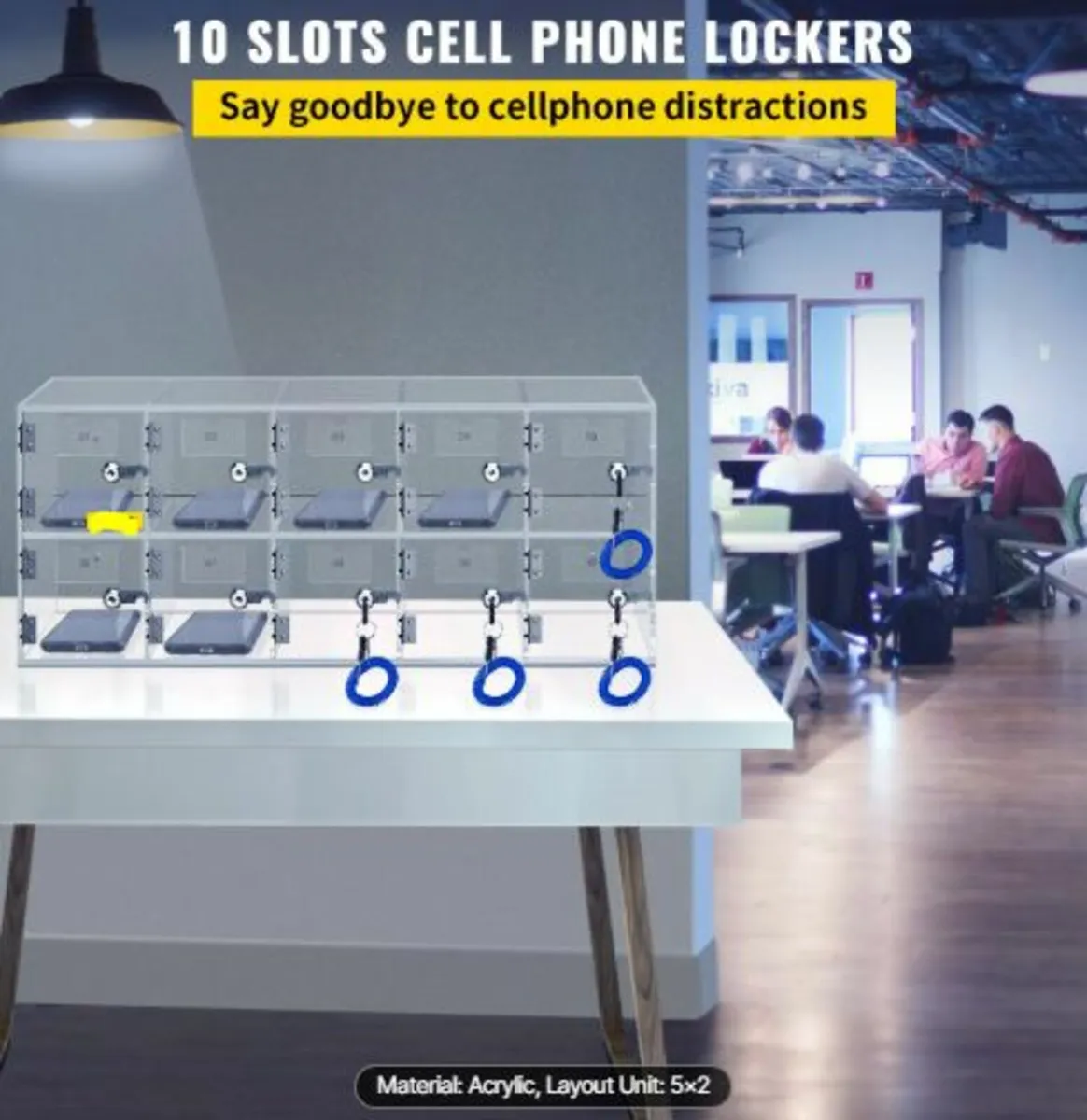 Cell Phone Storage Locker,10Slots Acrylic Material - Image 2