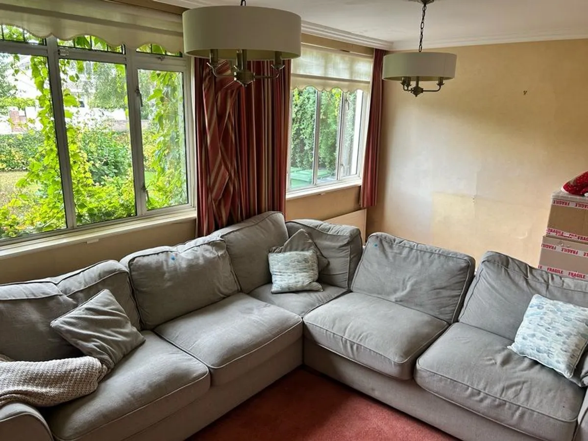 Grey fabric corner sofa - Image 1
