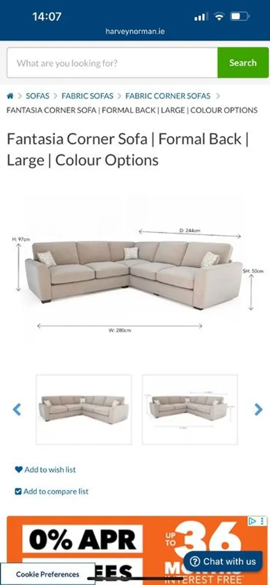 Grey fabric corner sofa - Image 4