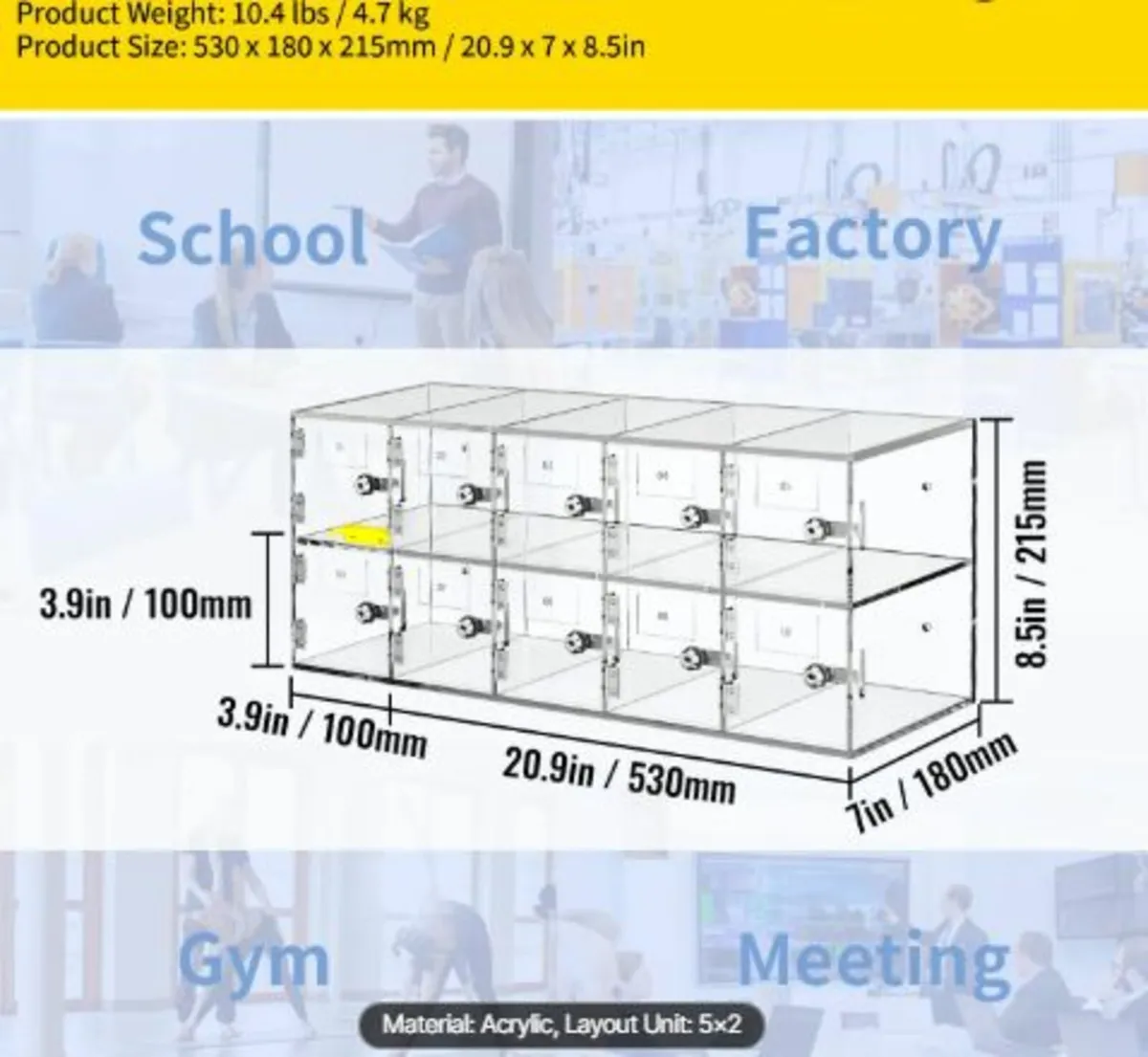 Cell Phone Storage Locker,10Slots Acrylic Material - Image 4
