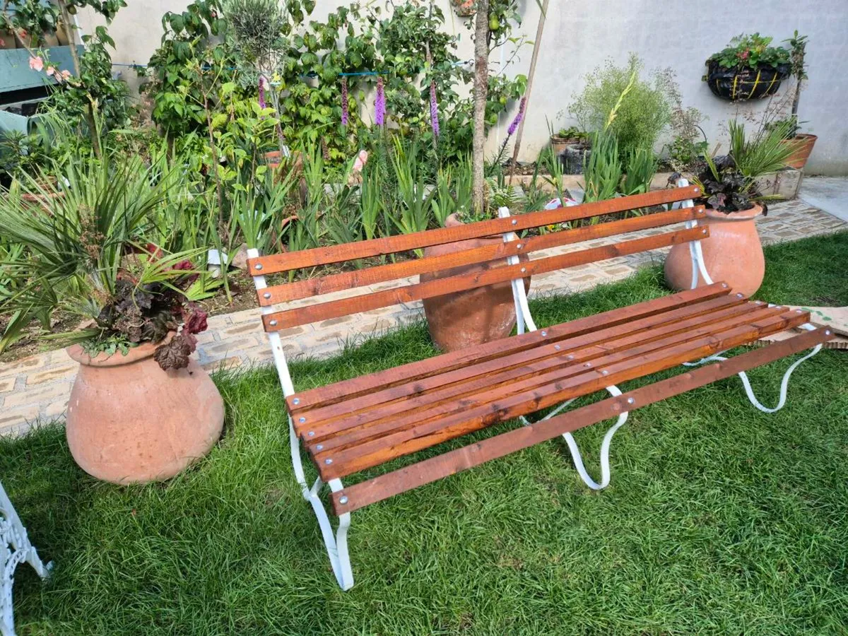 Garden bench Cast iron forged steel ends home - Image 2