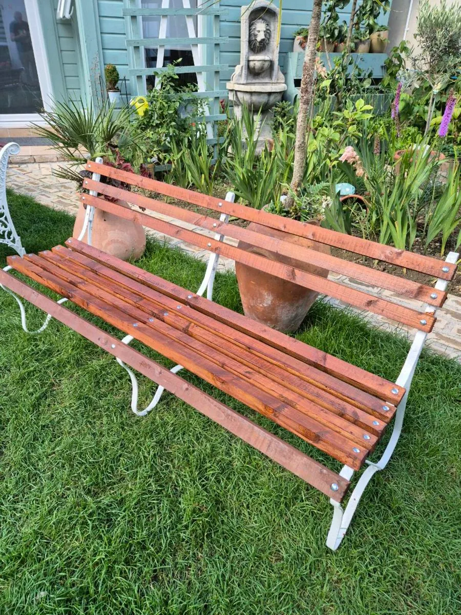 Garden bench Cast iron forged steel ends home - Image 1