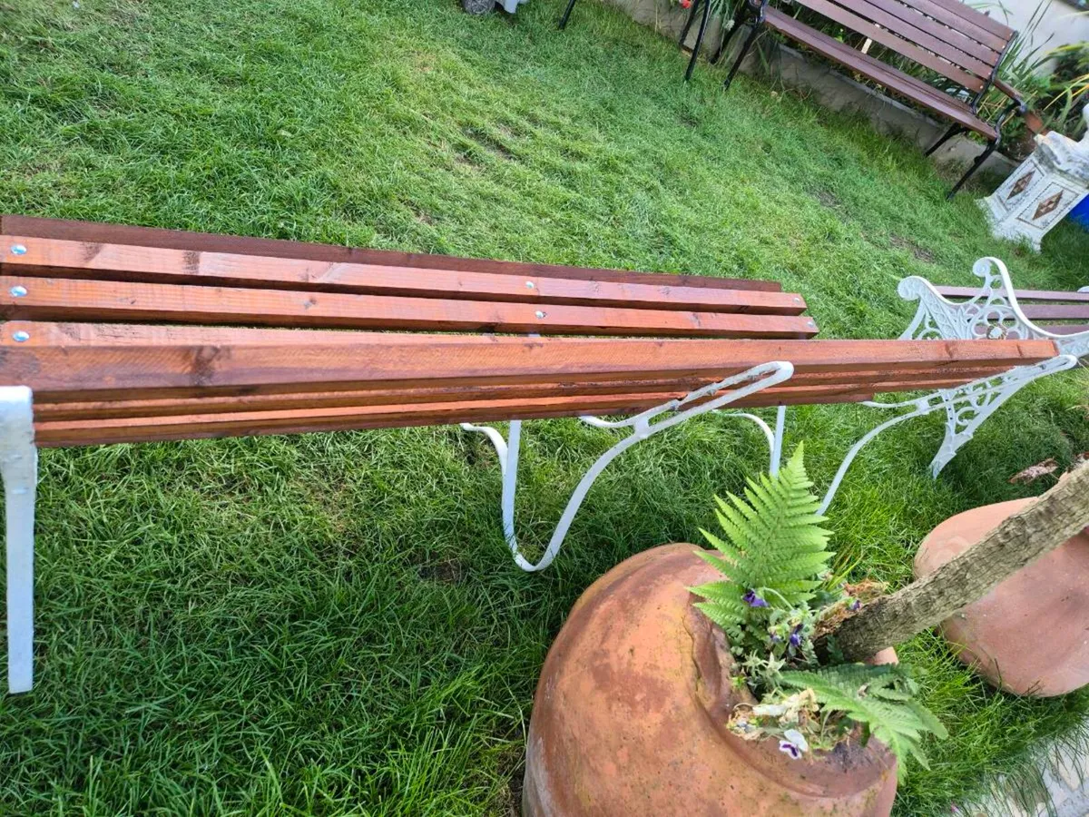 Garden bench Cast iron forged steel ends home - Image 3