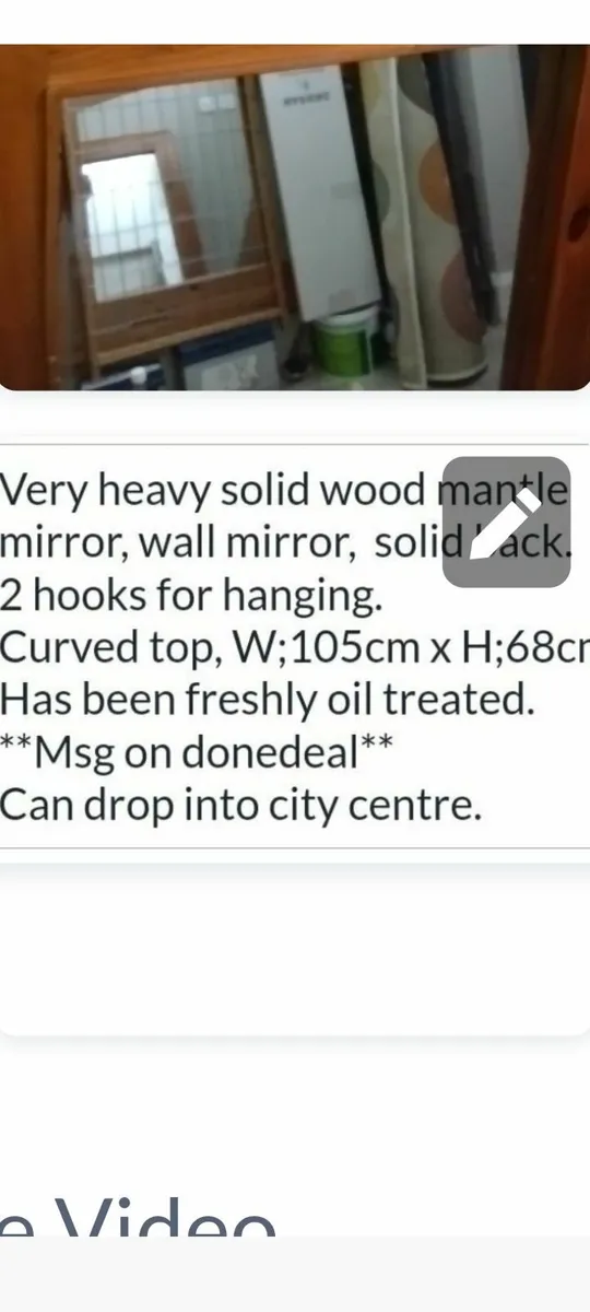 Heavy solid wood mantle or wall mirror - Image 2