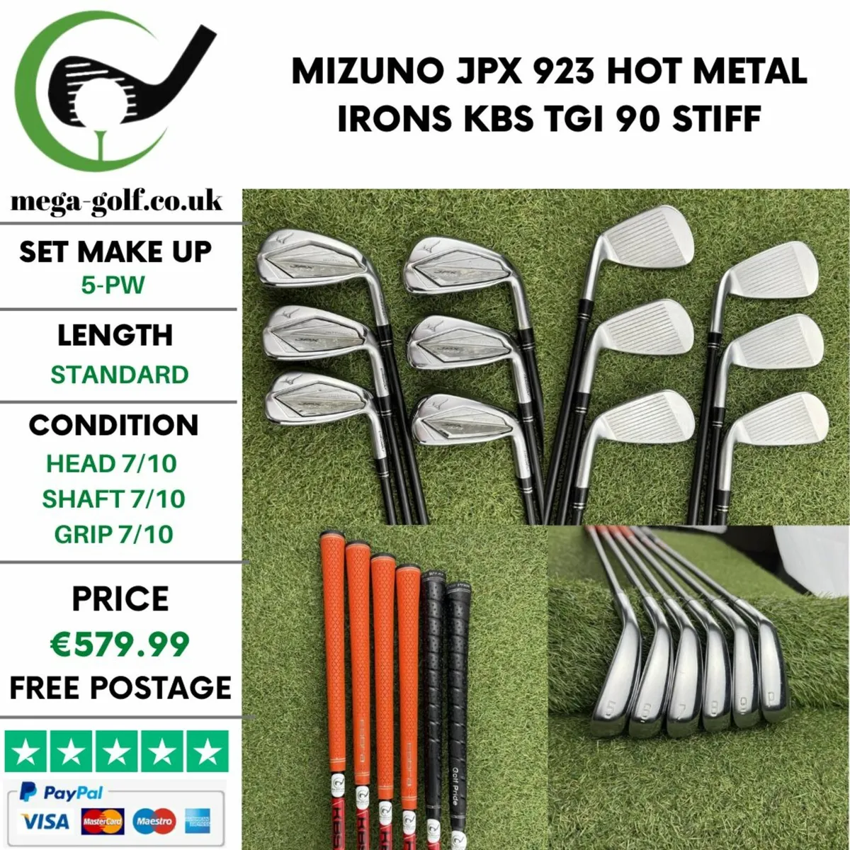 MIZUNO JPX 923 HOT METAL IRONS / 5-PW / STIFF - Image 1