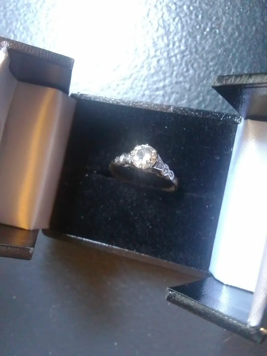 VICTORIAN 18ct WHITE GOLD PLAT 1CT DIAMOND RING M - Image 1