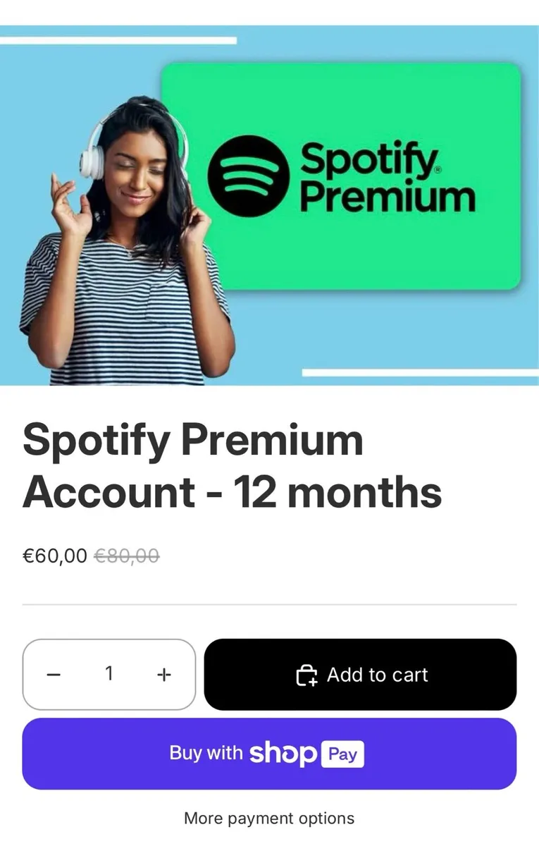 12 month Spotify premium account
