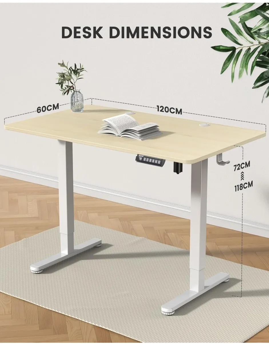 Electric Standing Desk Height Adjustable 120 x 60c - Image 1