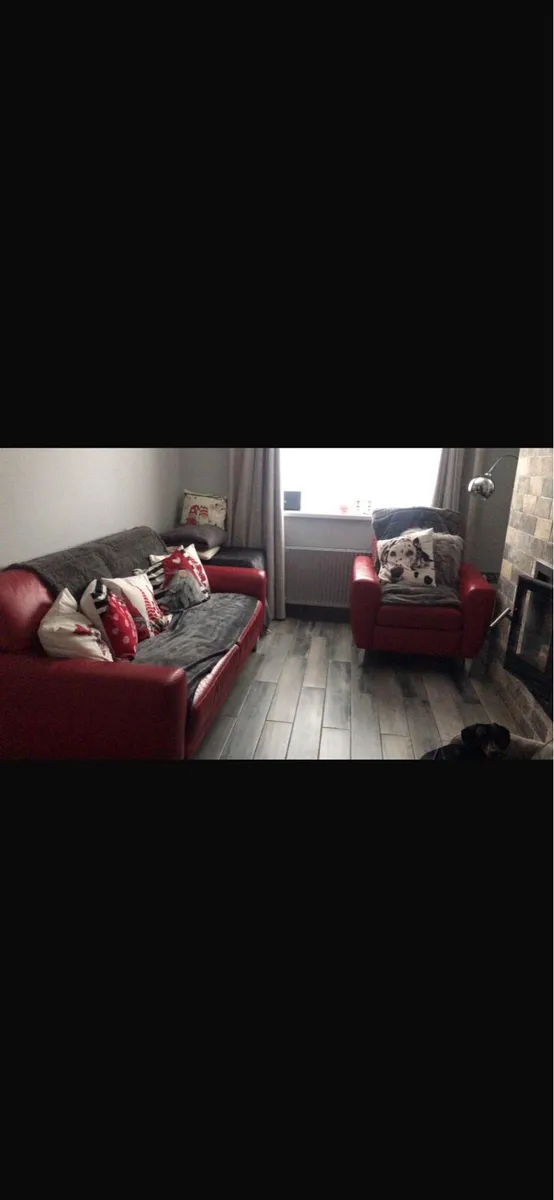 Red leather couch - Image 4