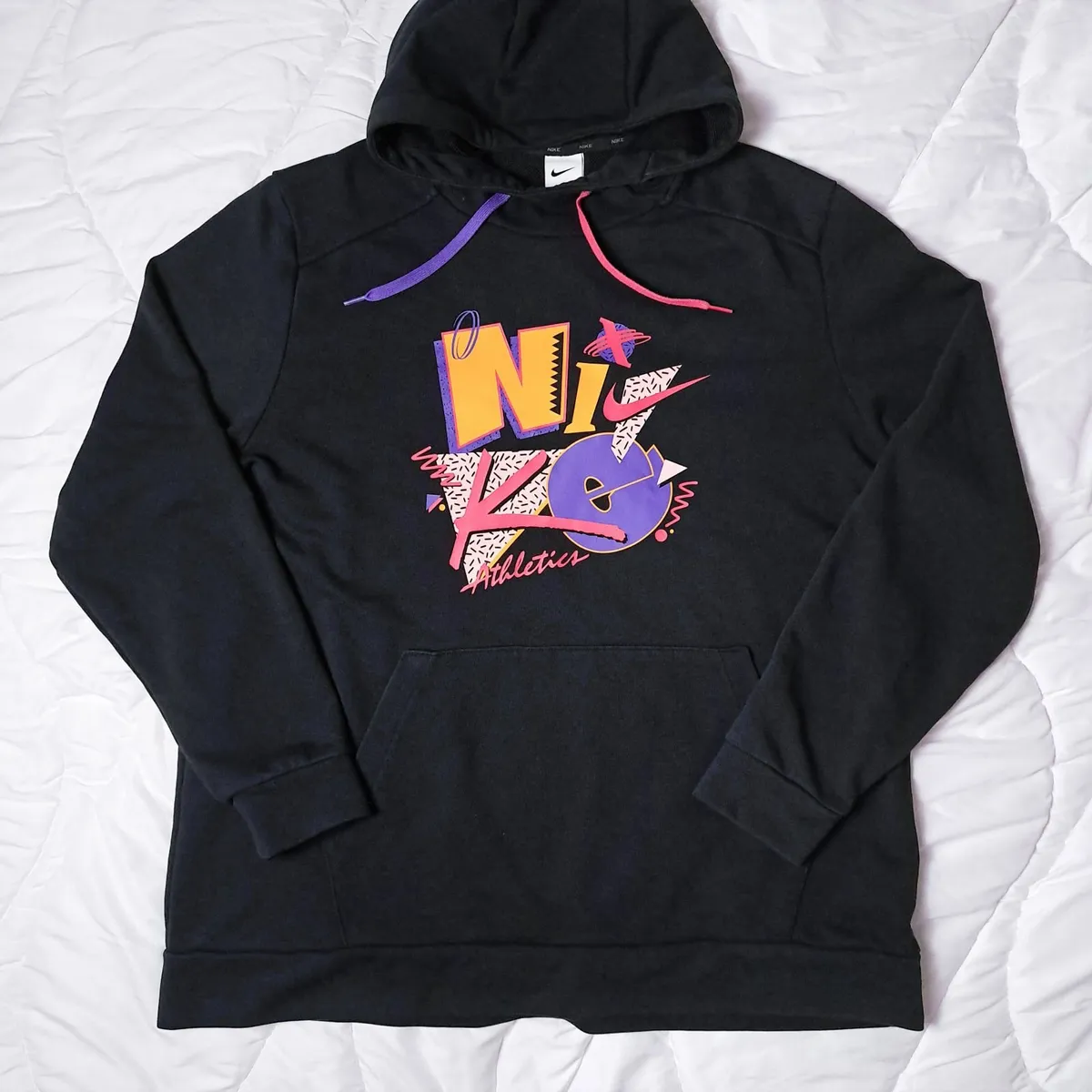 Nike 90s Black Graphic Print Dri Fit Hoodies XL - Image 1