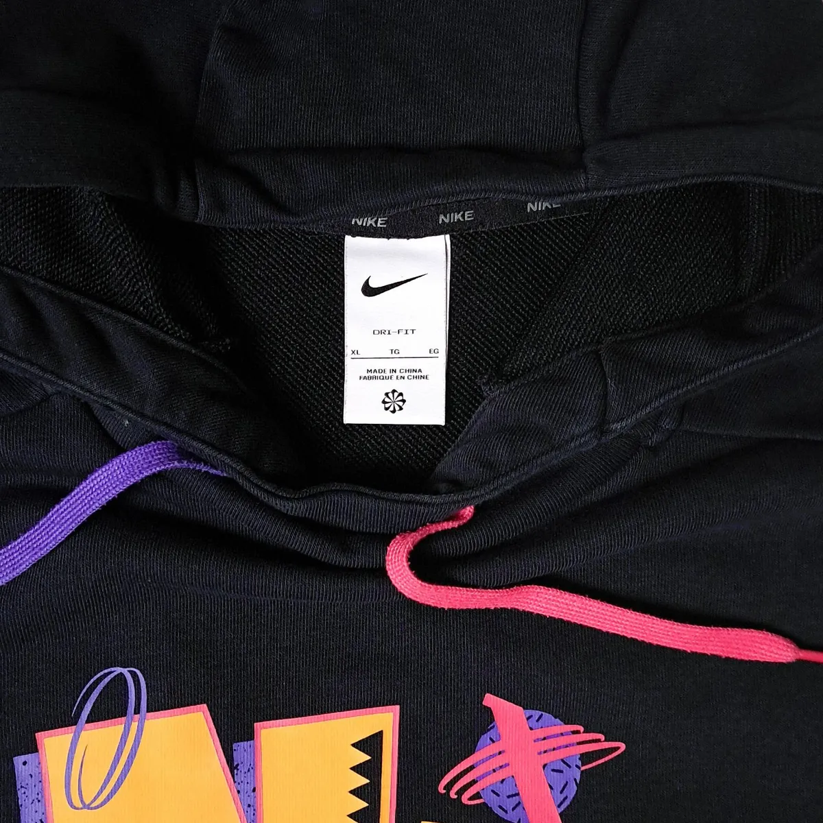 Nike 90s Black Graphic Print Dri Fit Hoodies XL - Image 3