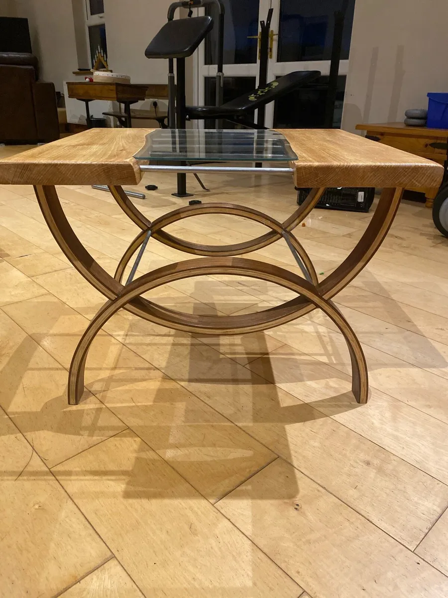 Handmade coffee table with glass centre - Image 2