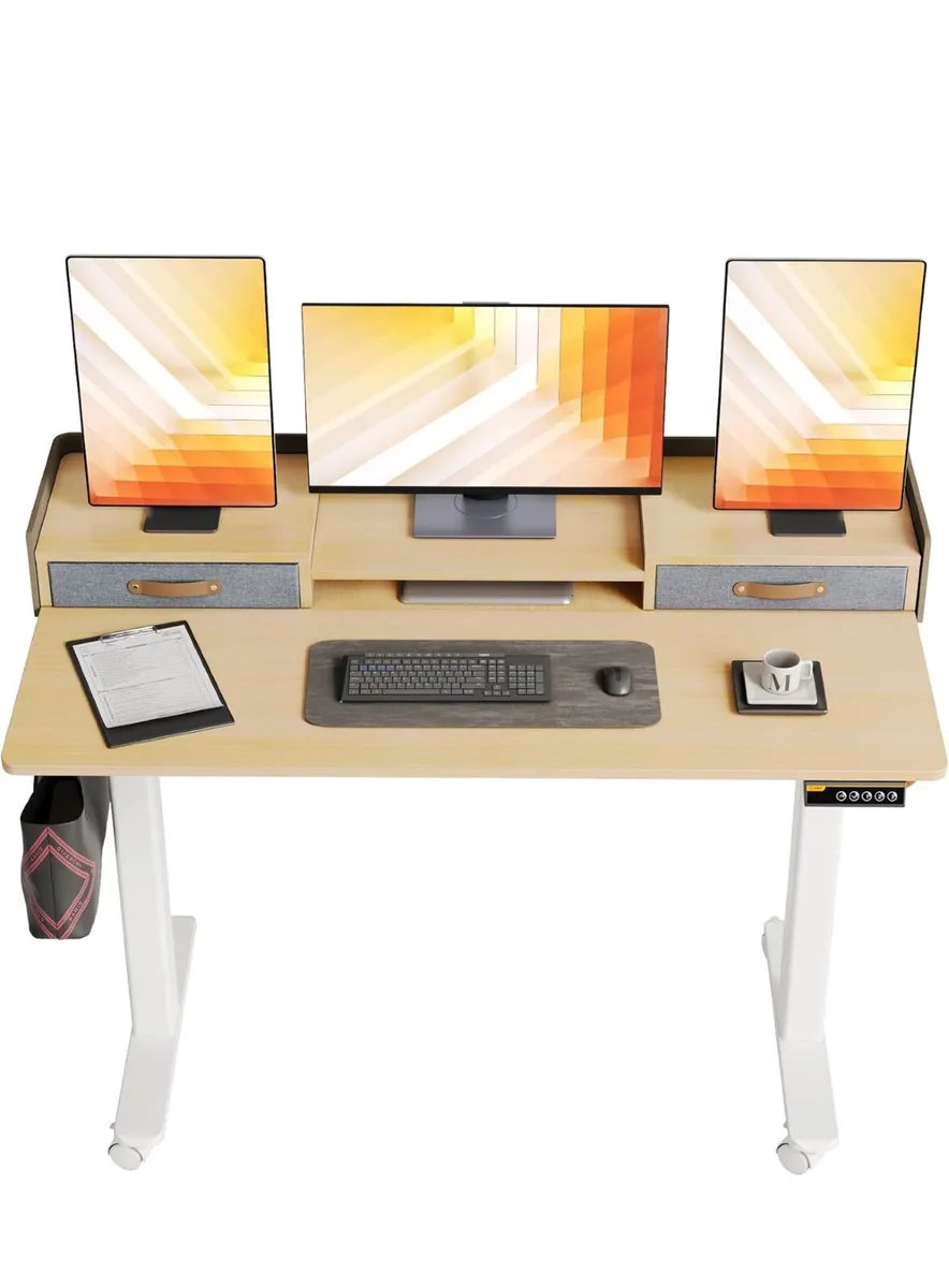 Electric Standing Desk with Drawers, 120x60cm - Image 1