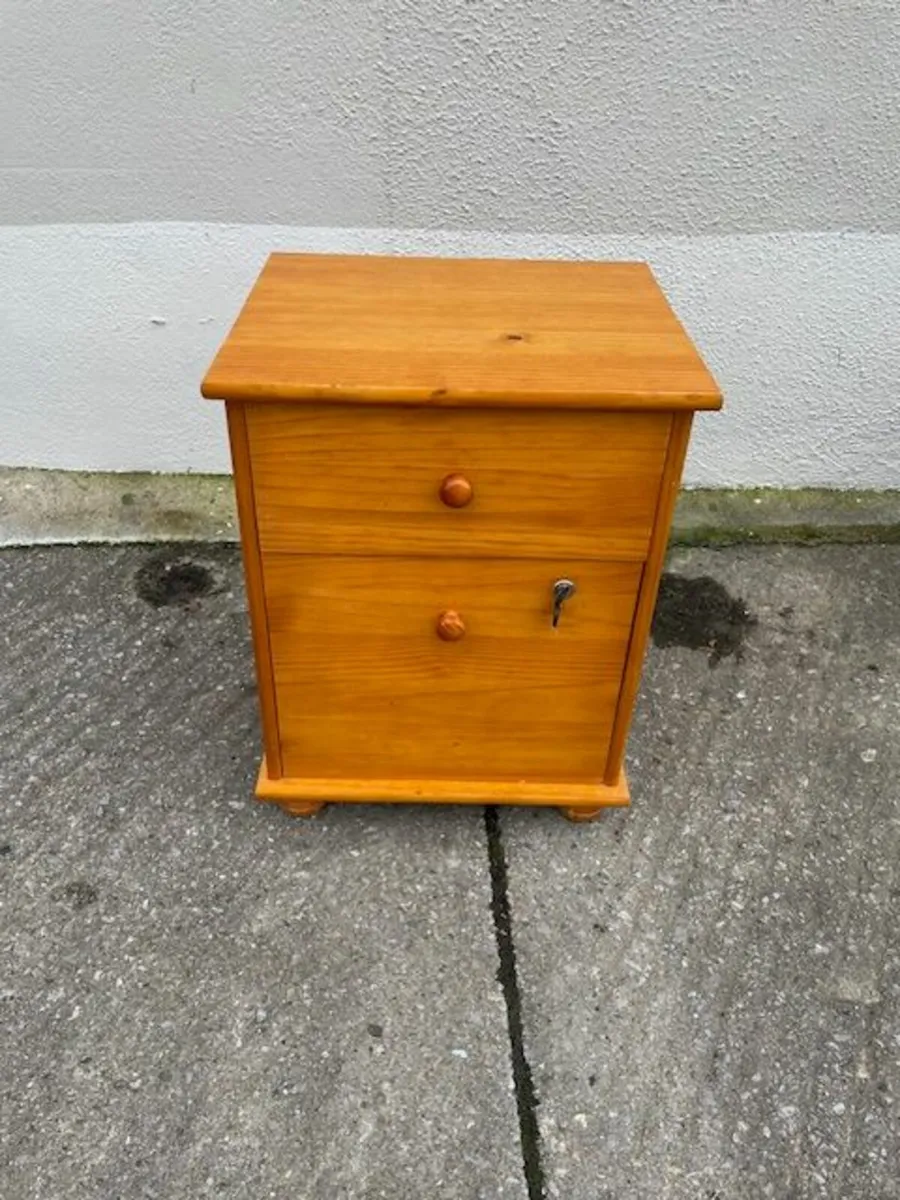 2 Drawer Pine Bedside Locker with lock & 2 keys - Image 1