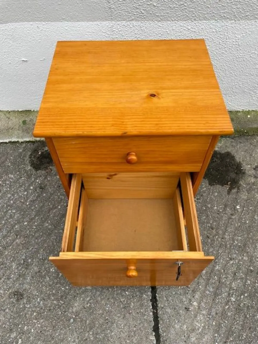 2 Drawer Pine Bedside Locker with lock & 2 keys - Image 2