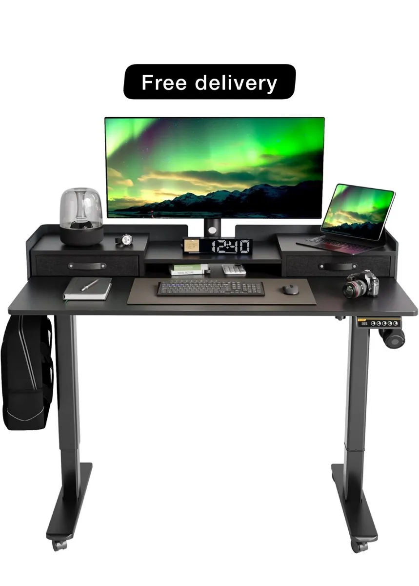 Electric Standing Desk with Drawers, 120x60cm - Image 1