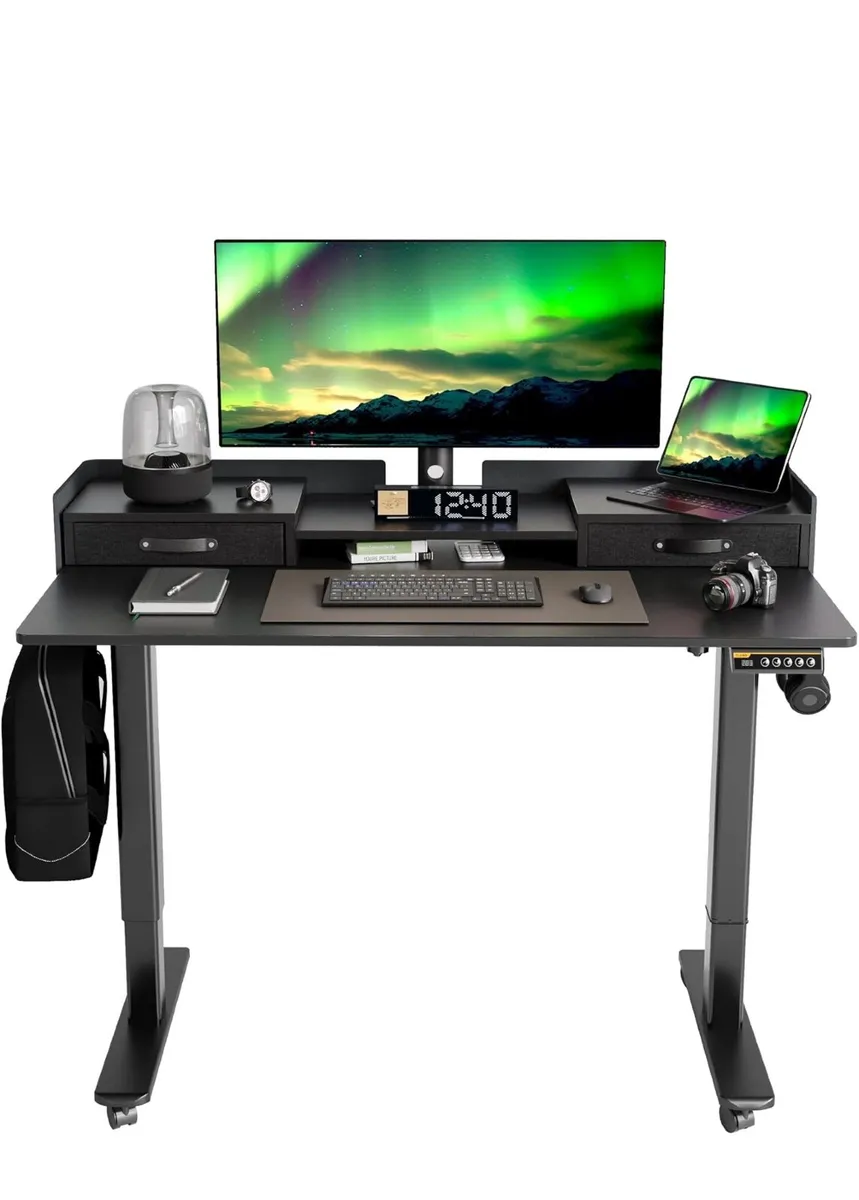 Electric Standing Desk with Drawers, 120x60cm - Image 1
