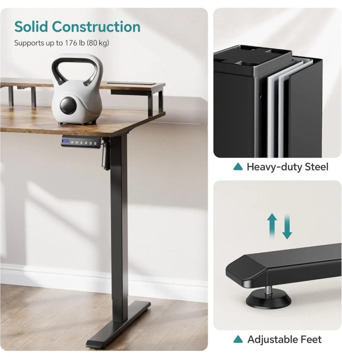 Standing Desk, Electric Height Adjustable Desk wit - Image 2